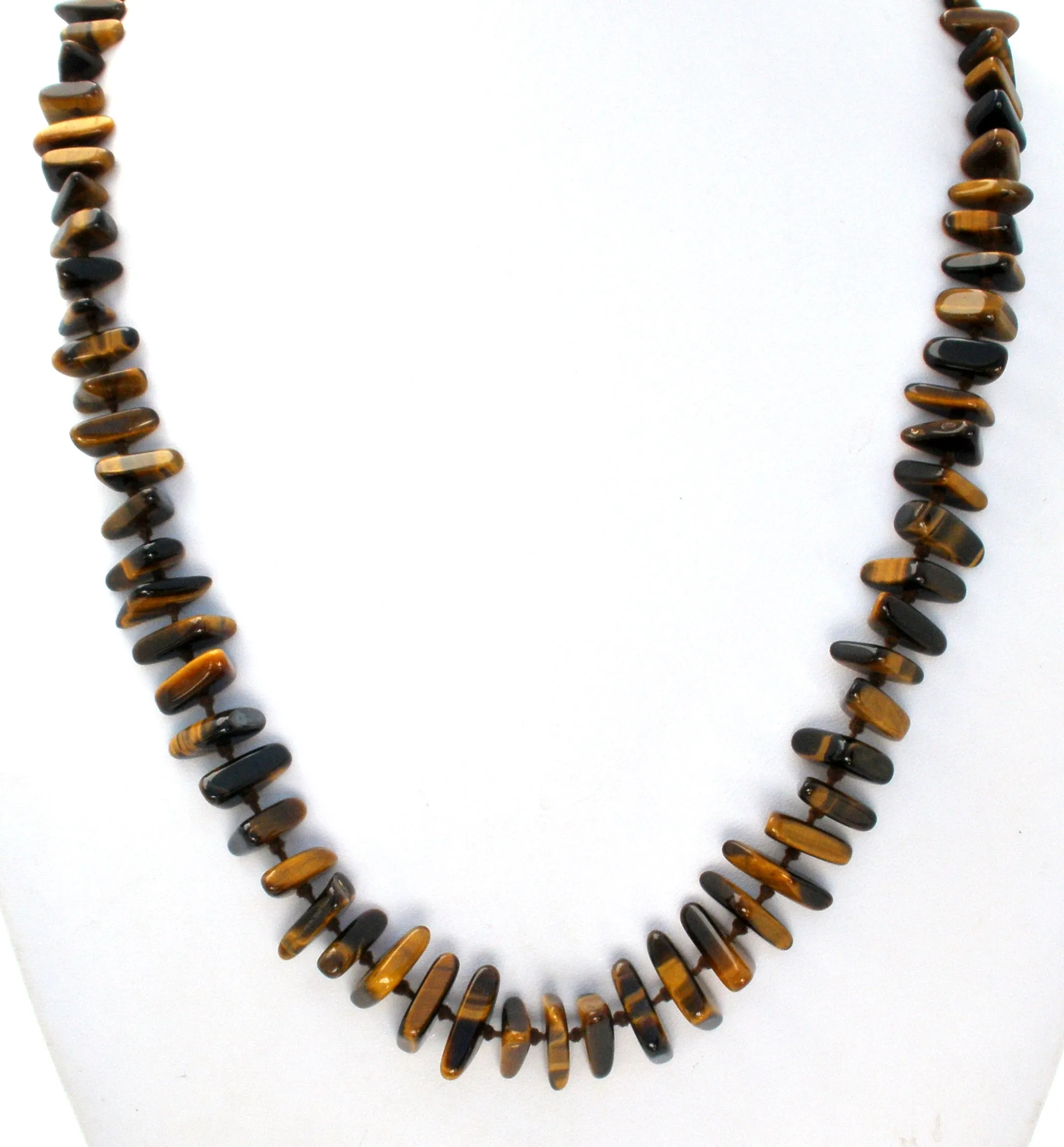 Tiger's Eye Bead Necklace Knotted 25"