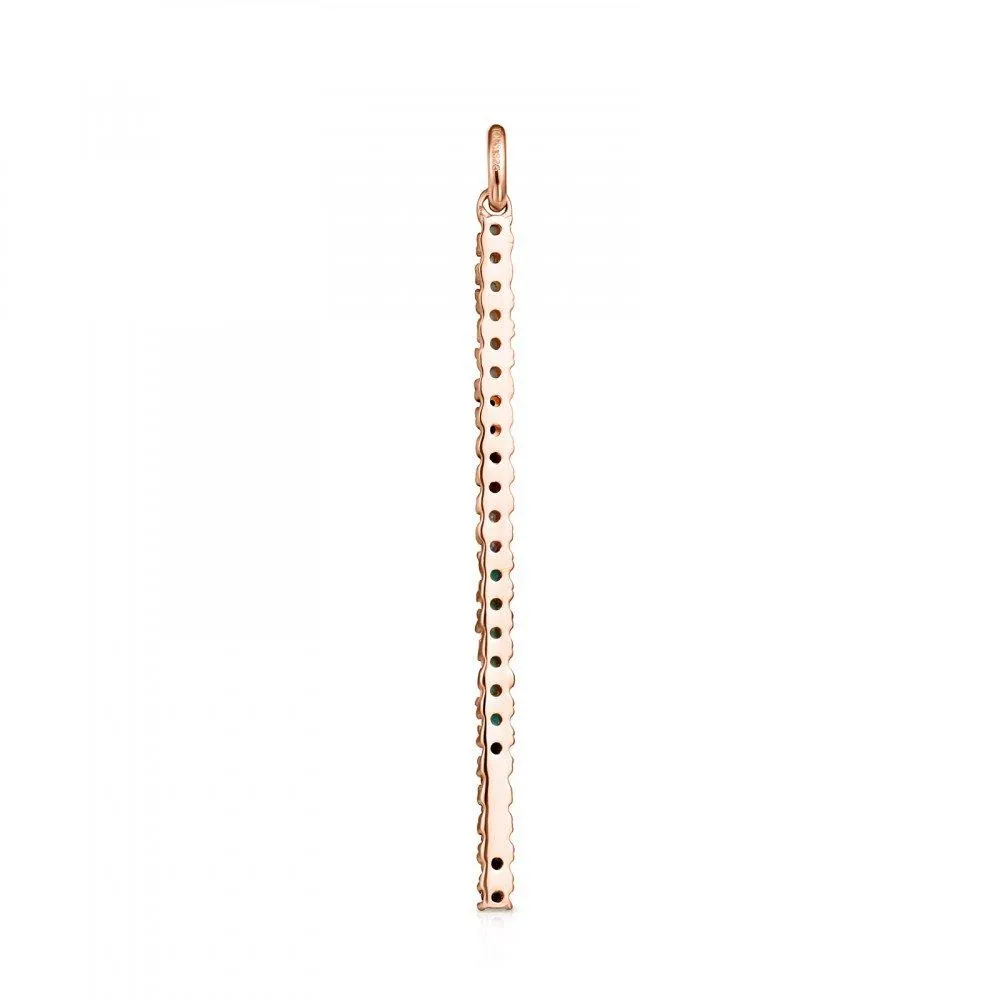 Tous Rose Gold Vermeil Straight bar Pendant with Gemstones 912724500