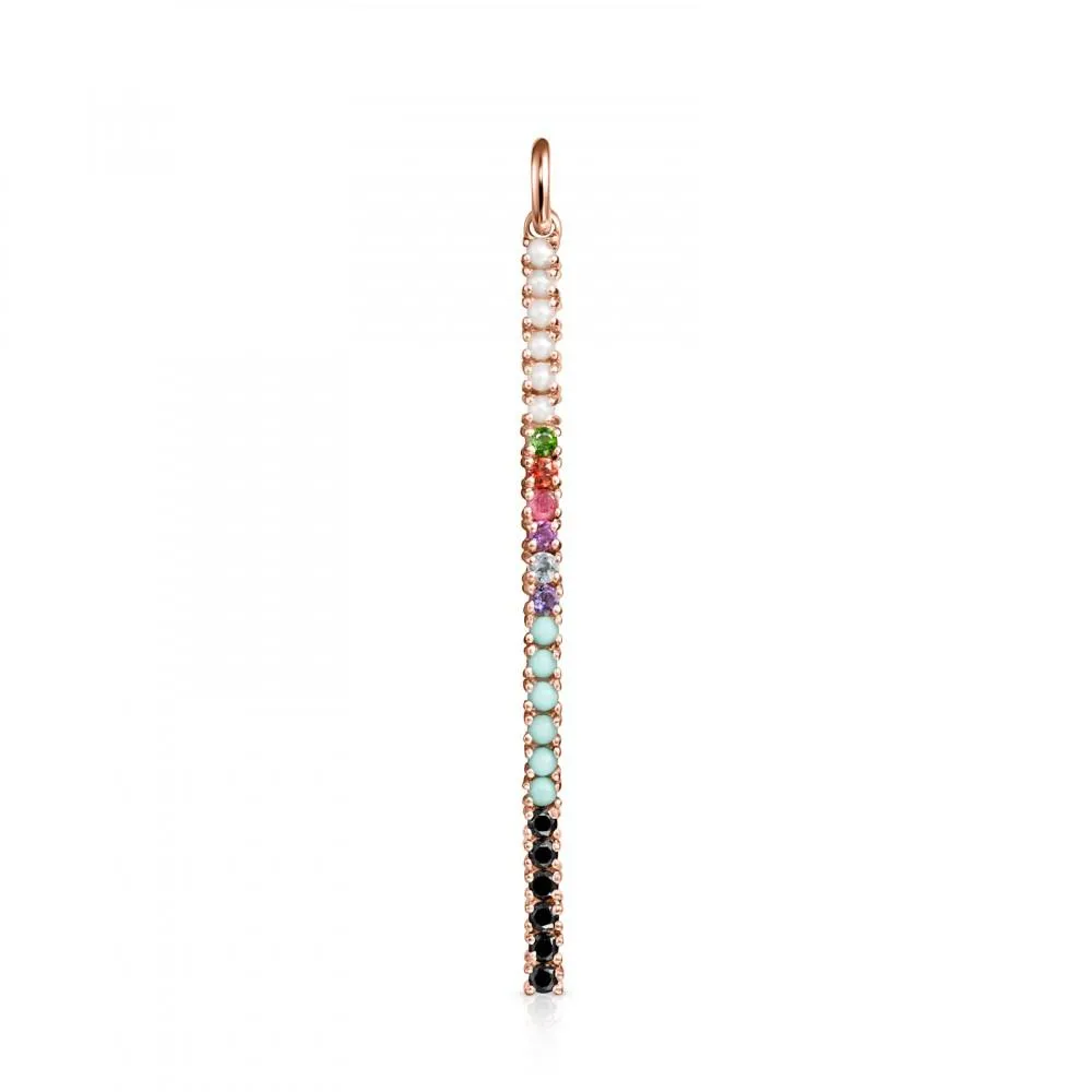 Tous Rose Gold Vermeil Straight bar Pendant with Gemstones 912724500