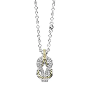 Two Tone Knot Diamond Pendant Necklace