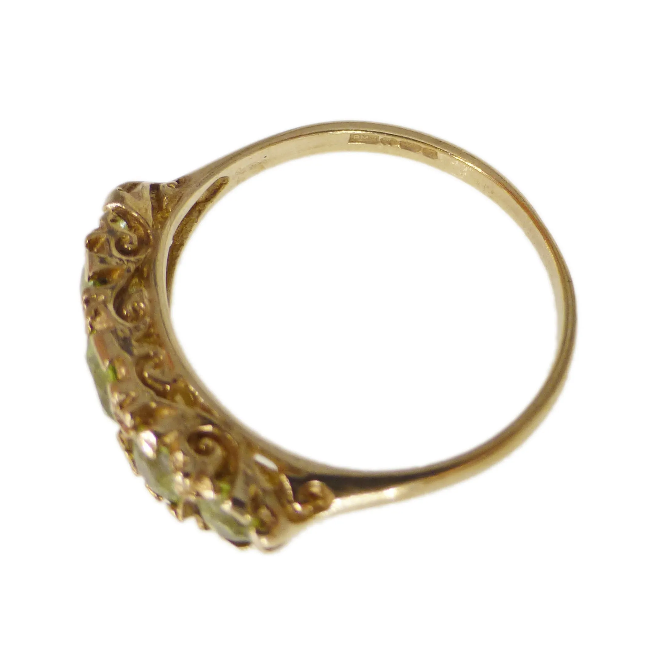 Vintage 9ct Gold Peridot Five Stone Ring