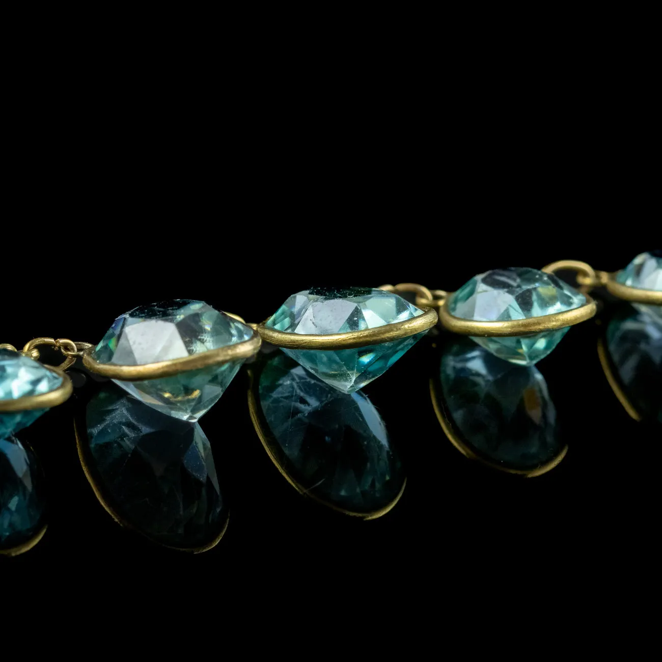 Vintage Blue Zircon Dropper Necklace 14ct Gold