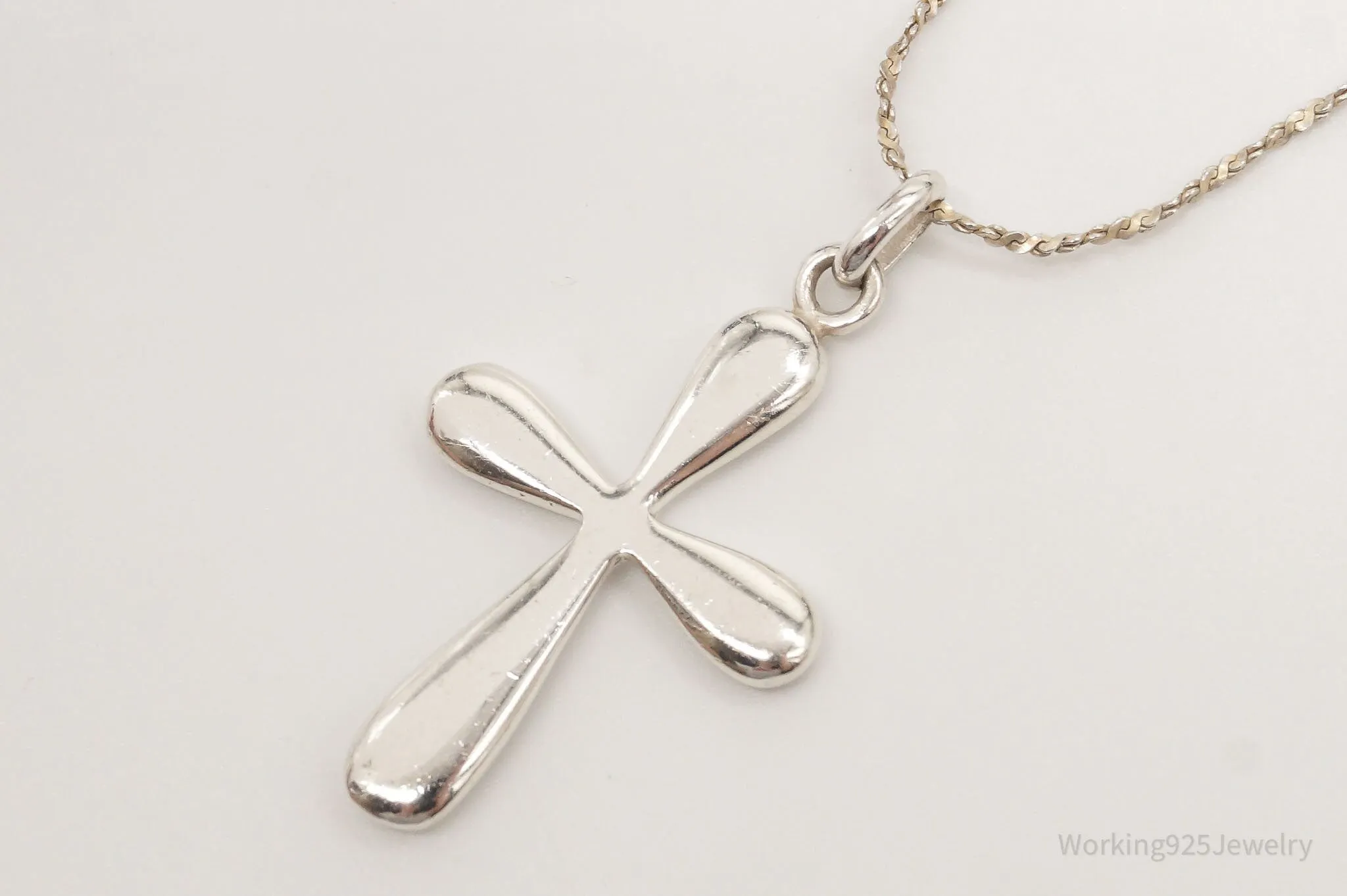 Vintage Designer Boma Cross Sterling Silver Necklace