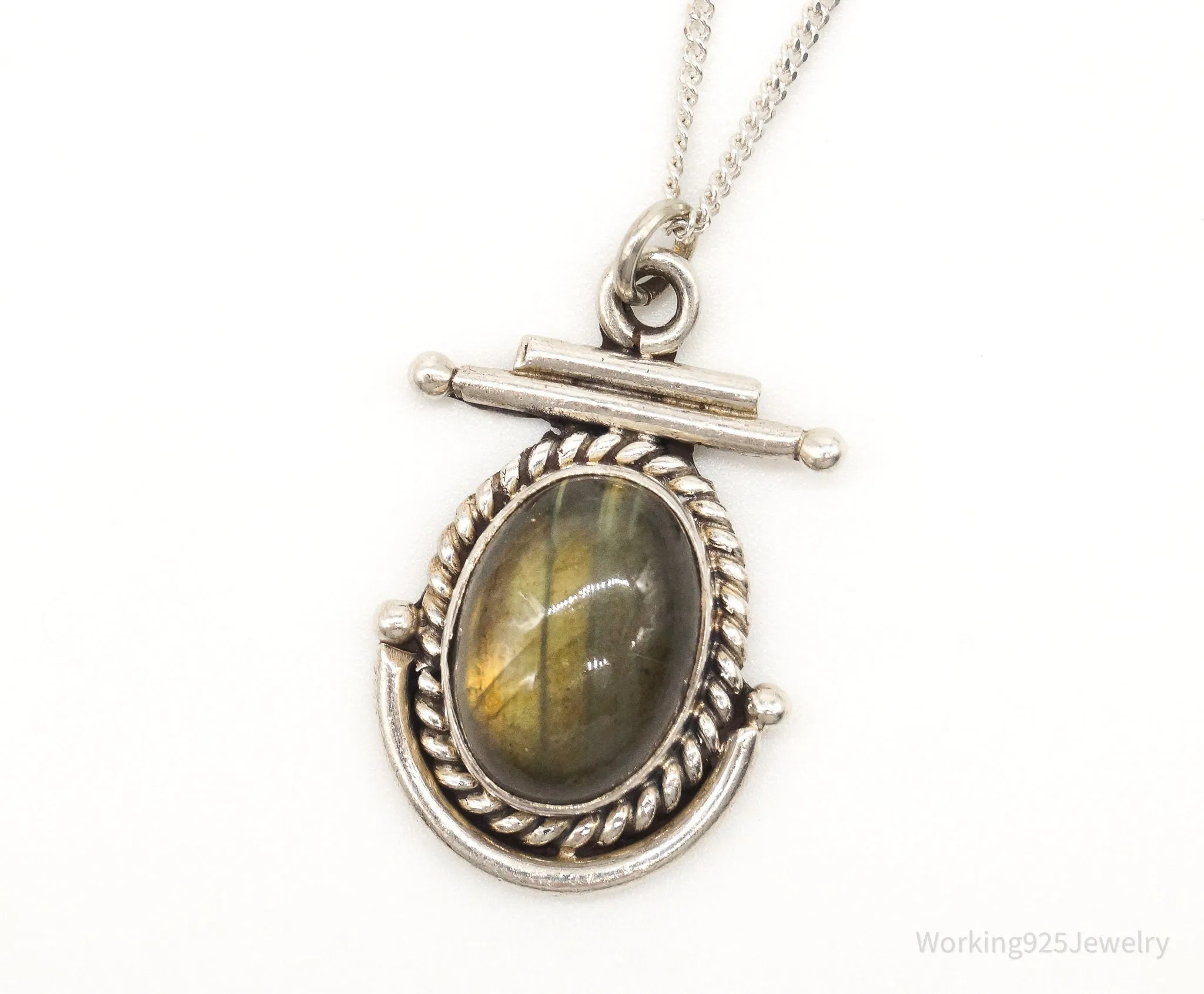 Vintage Labradorite Sterling Silver Necklace