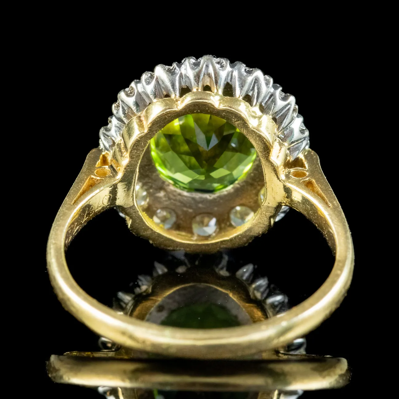 Vintage Peridot Diamond Cluster Ring 3.2ct Peridot Dated 1969