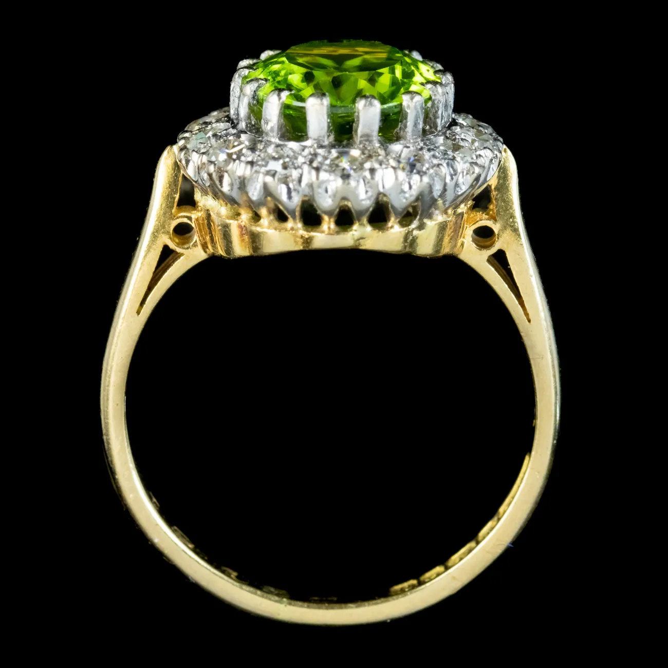 Vintage Peridot Diamond Cluster Ring 3.2ct Peridot Dated 1969