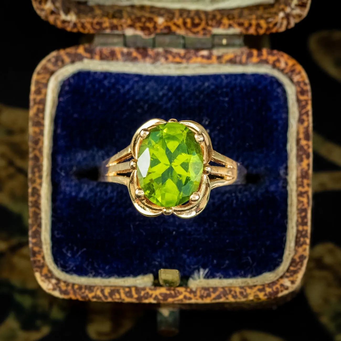 Vintage Peridot Solitaire Ring 3ct Peridot