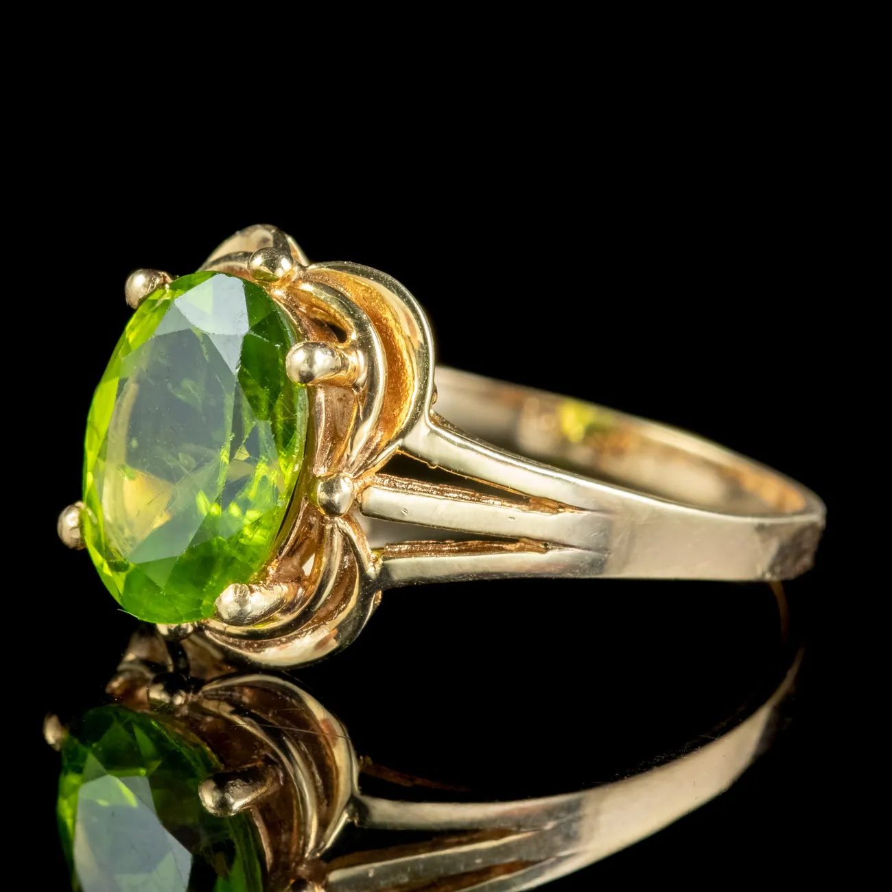 Vintage Peridot Solitaire Ring 3ct Peridot