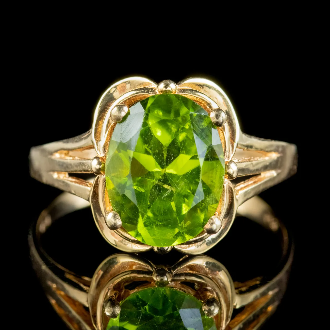 Vintage Peridot Solitaire Ring 3ct Peridot