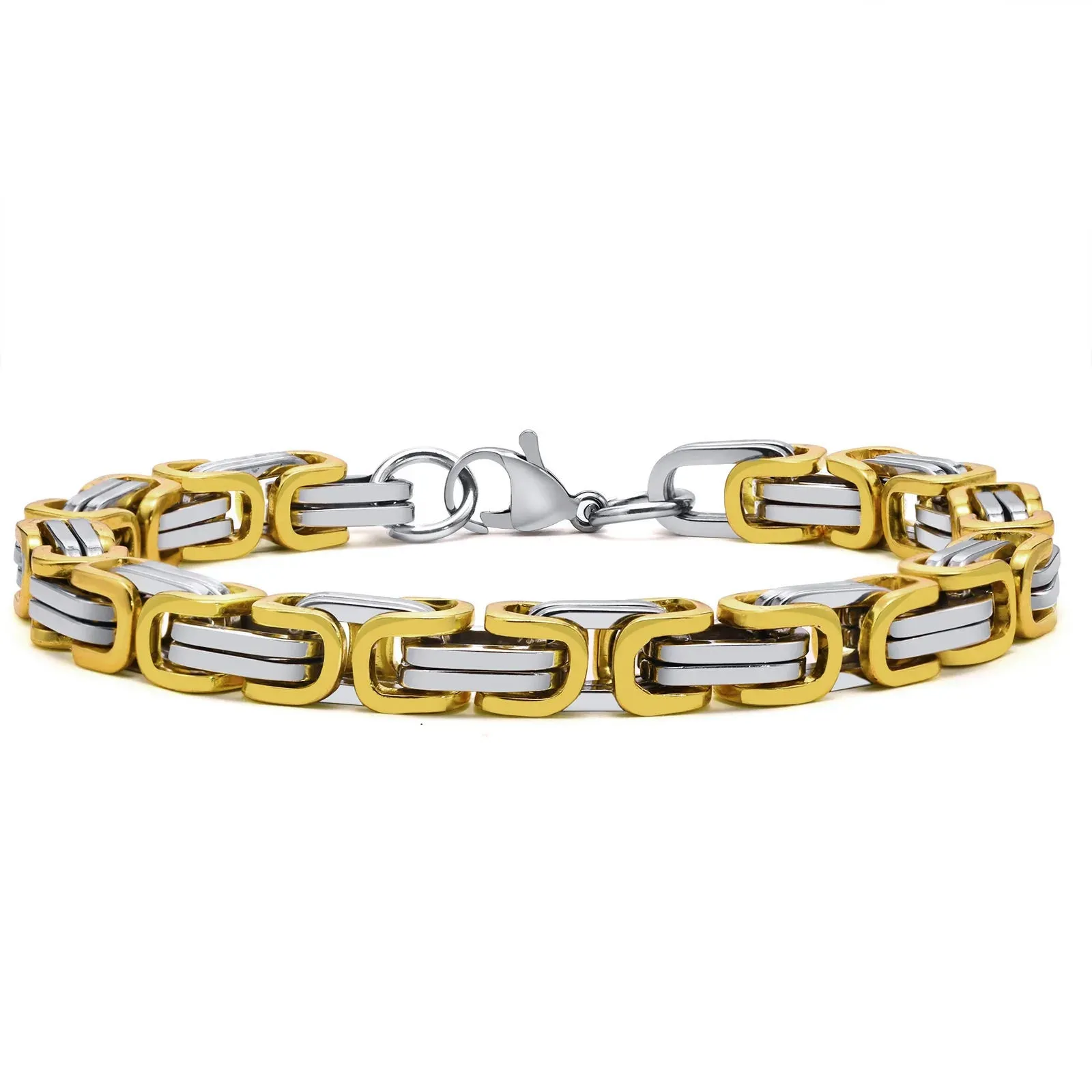 Vnox Stylish Byzantine Chain Bracelet for Men Women Boys, Waterproof Stainless Steel Link Wristband, 4/5/6/6.5/8mm Wide