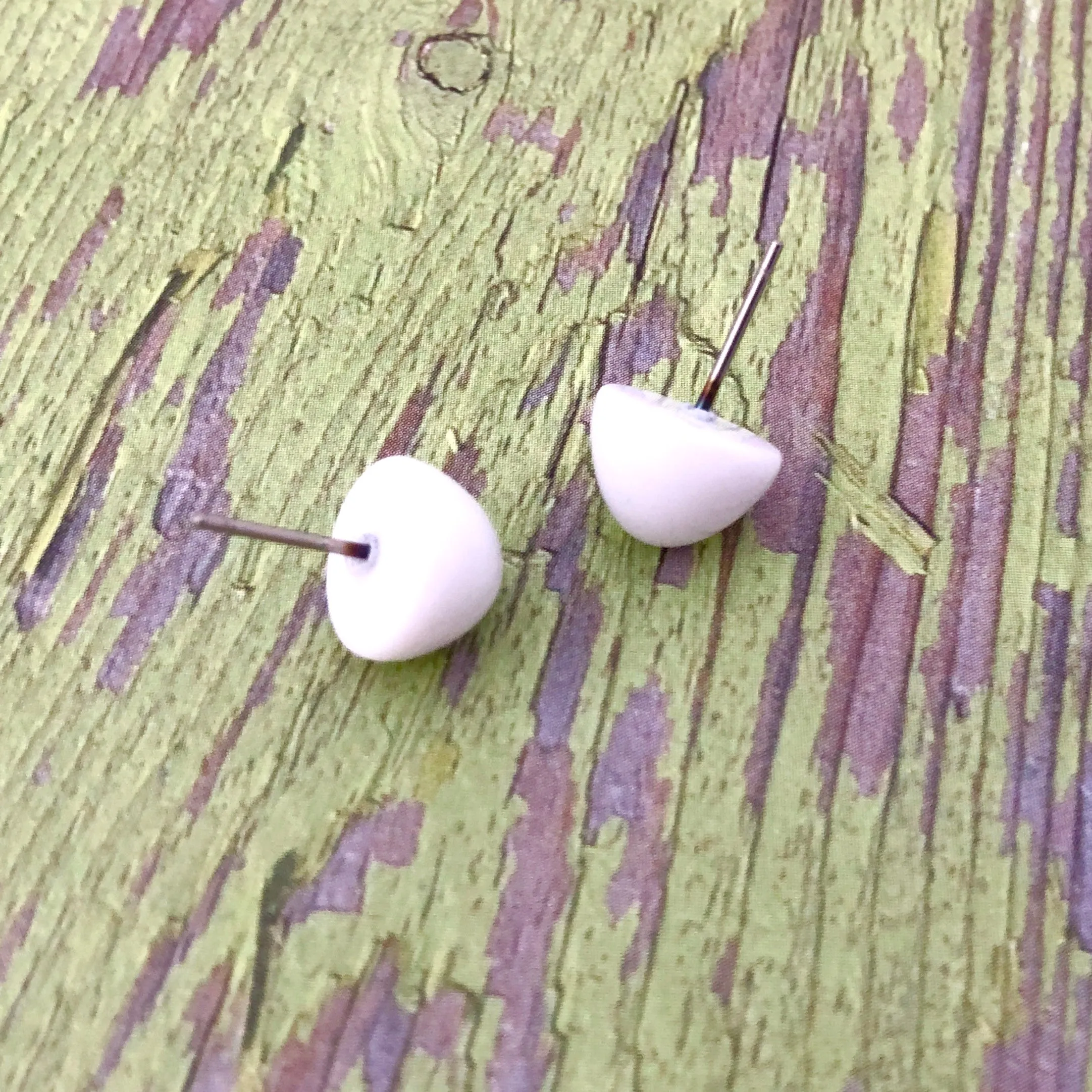 White Gumdrop Stud Earrings