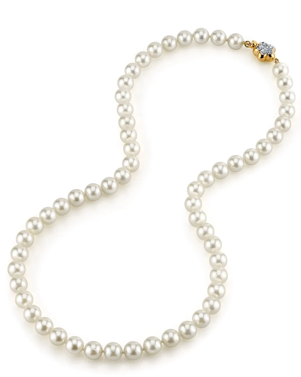 White Japanese Akoya Choker Length Pearl Necklace, 7.0-7.5mm - AAA Quality