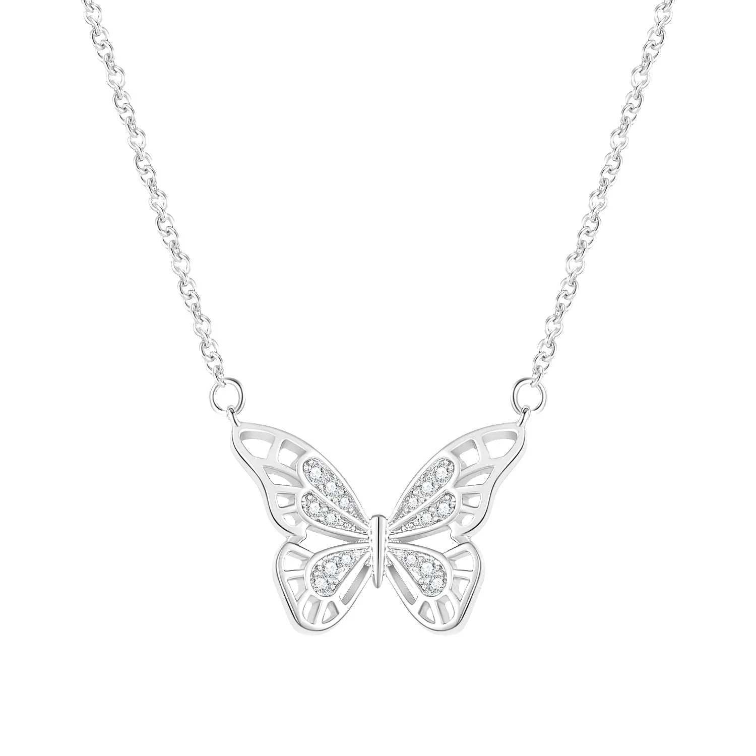 Women's Hollow-out Micro Inlaid Zircon Butterfly Element Necklace