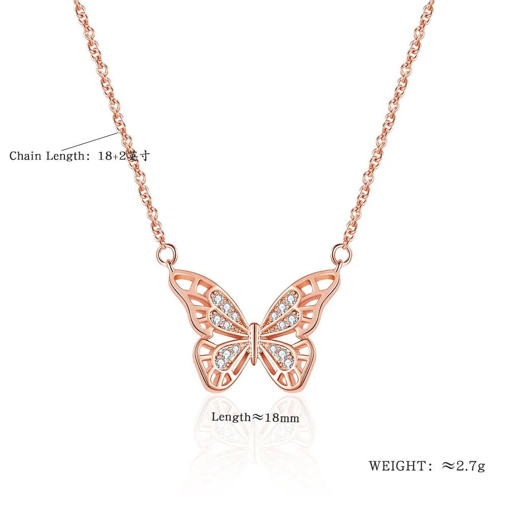 Women's Hollow-out Micro Inlaid Zircon Butterfly Element Necklace