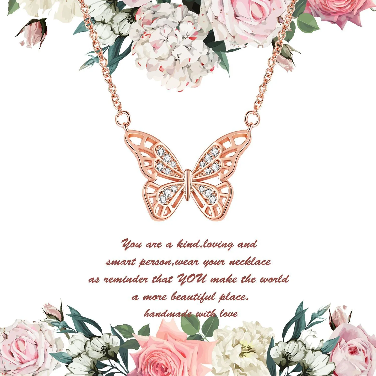 Women's Hollow-out Micro Inlaid Zircon Butterfly Element Necklace