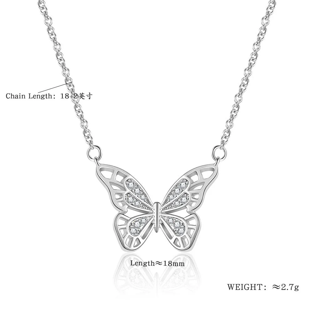 Women's Hollow-out Micro Inlaid Zircon Butterfly Element Necklace