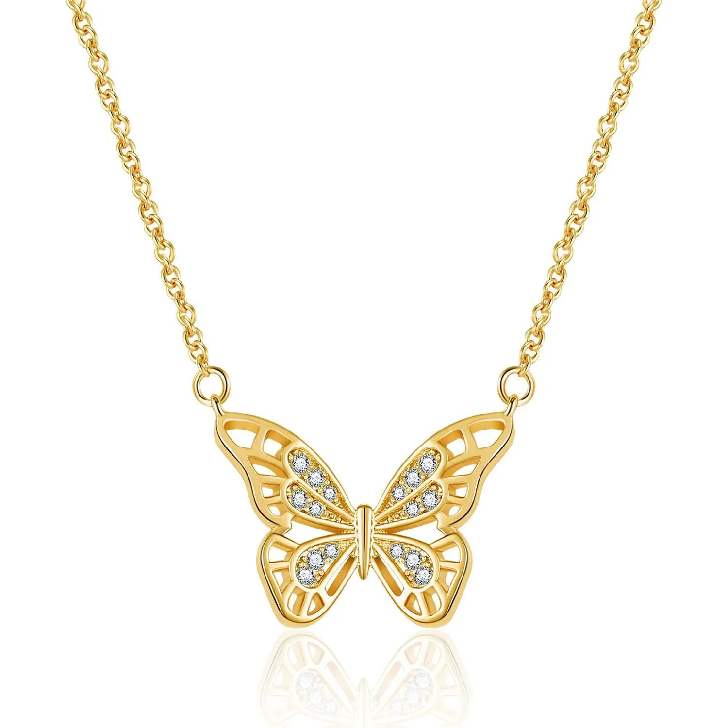 Women's Hollow-out Micro Inlaid Zircon Butterfly Element Necklace