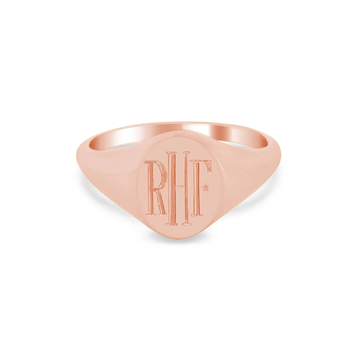 Women's Oval Signet Ring - Extra Small - Hand Engraved Roman Monogram