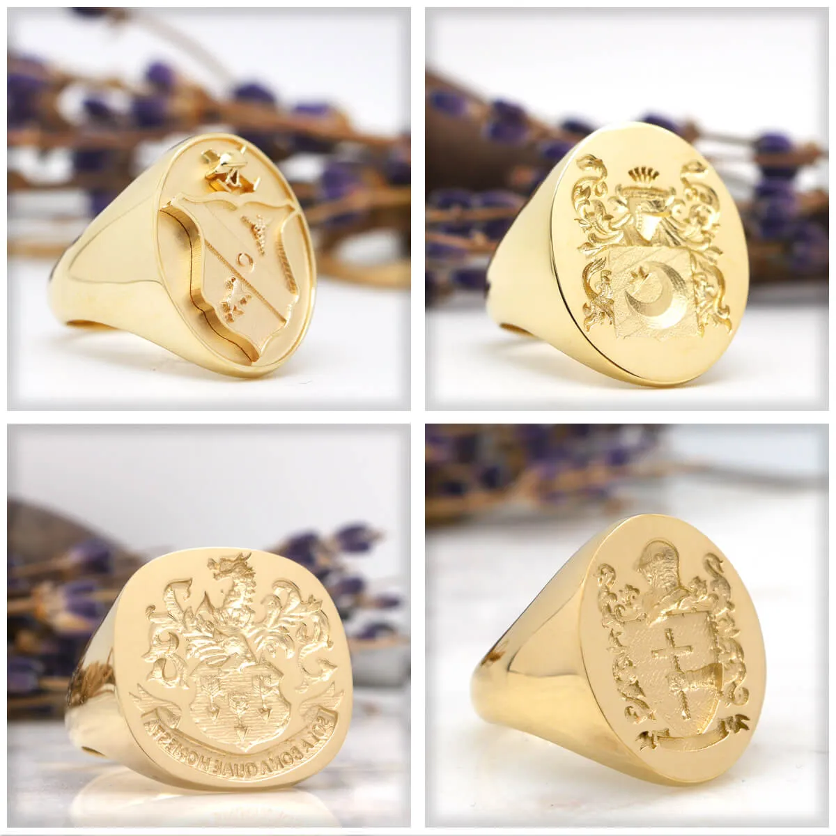 Women's Oval Signet Ring - Large - CAD Designed Family Crest / Logo