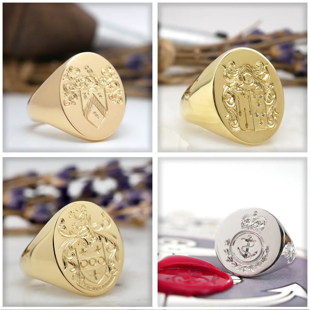 Women's Round Signet Ring - Large - Hand Engraved Family Crest / Logo