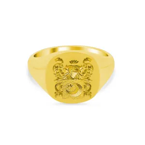 Women's Square Signet Ring - Large - CAD Designed Family Crest / Logo