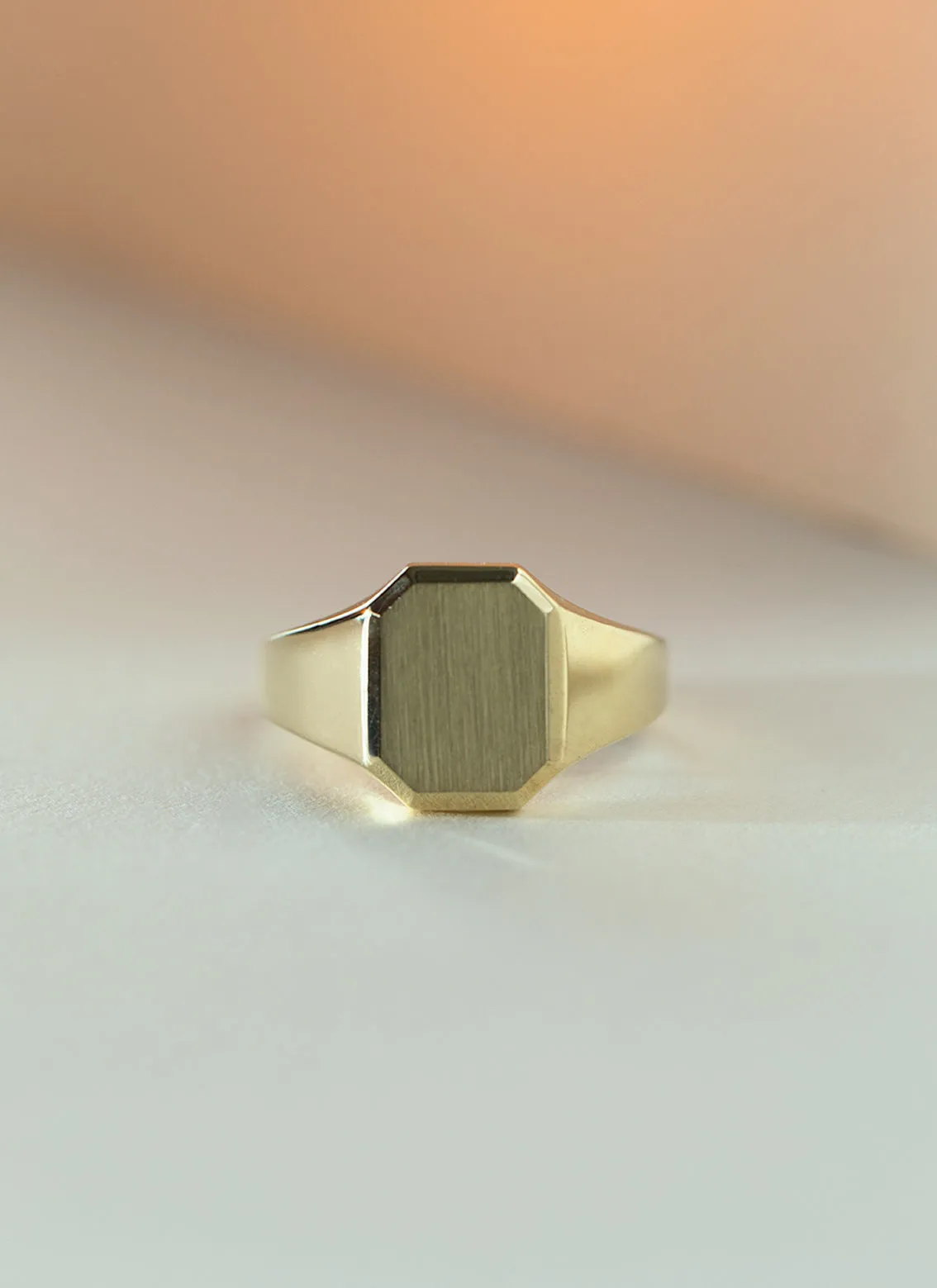 Woody signet ring 14k gold