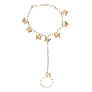 Yellow Chimes Hand Chain For Women Elegant Gold Plated Butterfly Stars Hanging Hand Chain For Women and Girls