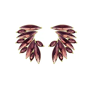 Yellow Chimes Stud Earrings for Women Brown Crystal Stud Earrings Elegant Gold Plated Crystal Clip On Stud Earrings for Women and Girls.