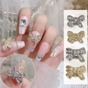 Zircon Luxury Full-Diamond Bow Nail Art Accessories